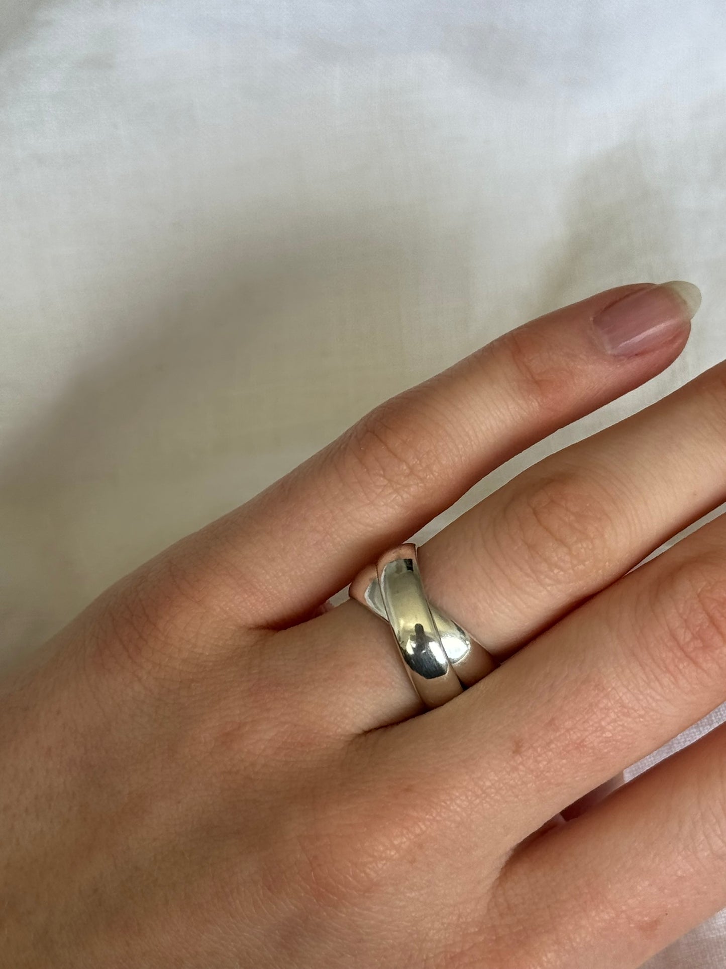 Chunky Double Band Silver Ring