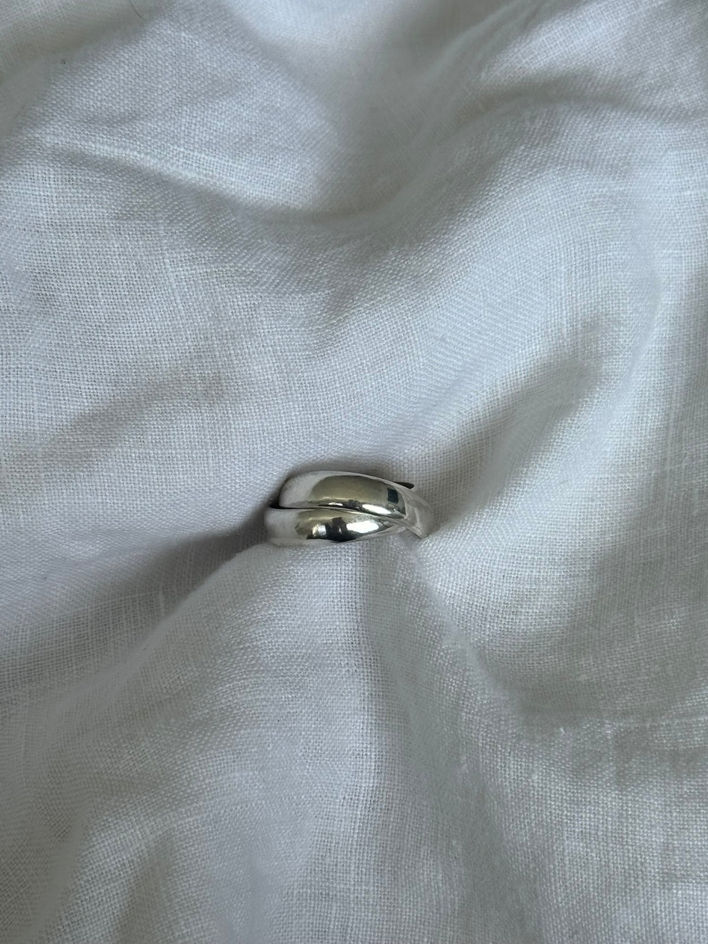 Chunky Double Band Silver Ring