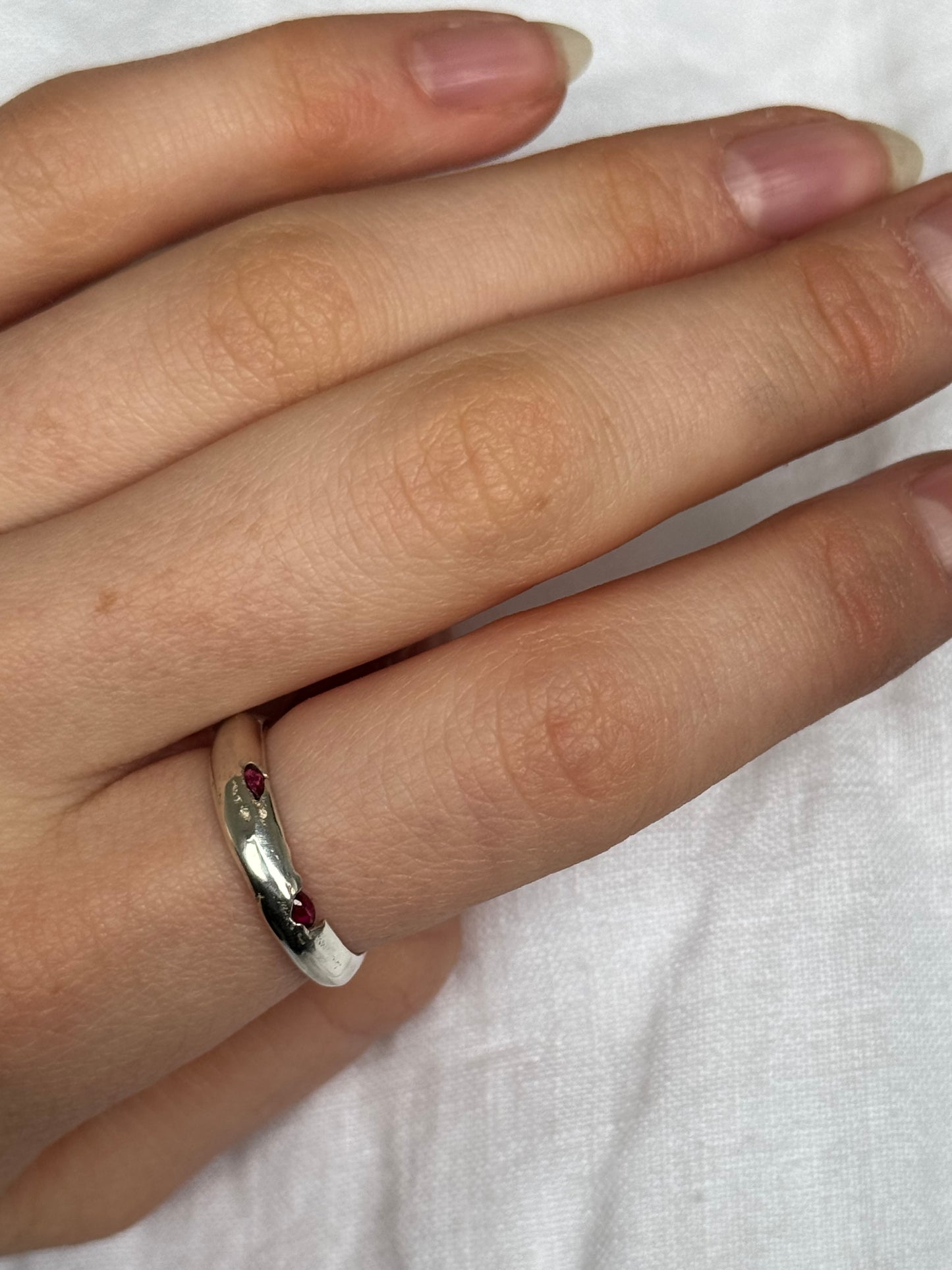 Recycled Silver Ruby Band