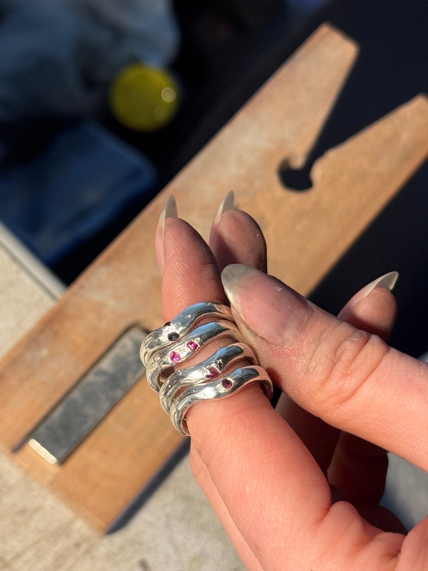 Recycled Silver and Single Ruby Wavey Band