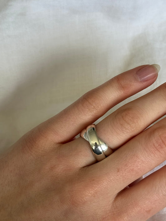 Chunky Double Band Silver Ring