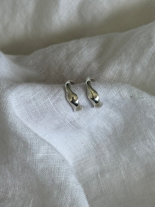 Recycled Silver Organic Hoops